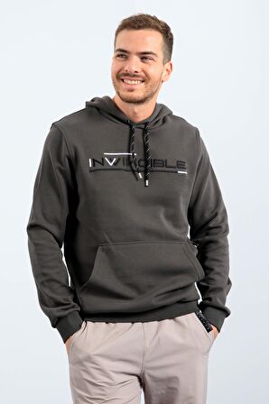 Haki Kanguru Cep Standart Kalıp Kapüşonlu Erkek Sweatshirt - 87883 | S