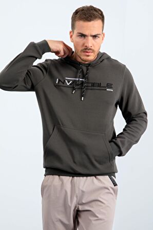 Haki Kanguru Cep Standart Kalıp Kapüşonlu Erkek Sweatshirt - 87883 | S