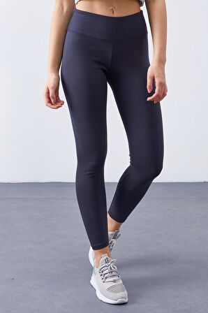 Antrasit Yüksek Bel Termal Slim Fit Dar Paça Kadın Tayt - 94577 | S