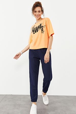 İndigo Cepli Yüksek Bel Rahat Form Lastik Paça Kadın Eşofman Alt - 94583 | L