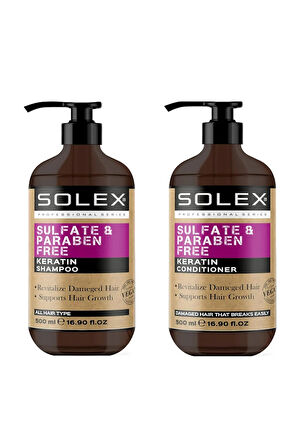 Sülfatsız Parabensiz Keratin Şampuan + Keratin Saç Kremi 500 ML+ 500 ML