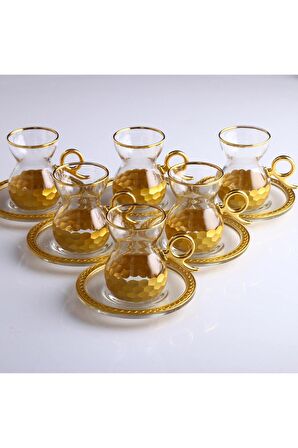 Paşabahçe 96575 Petek Varak Çay Takımı-GOLD