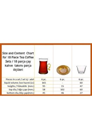 Paşabahçe 18 Parça Petek Platin Kulplu Çay Takımı