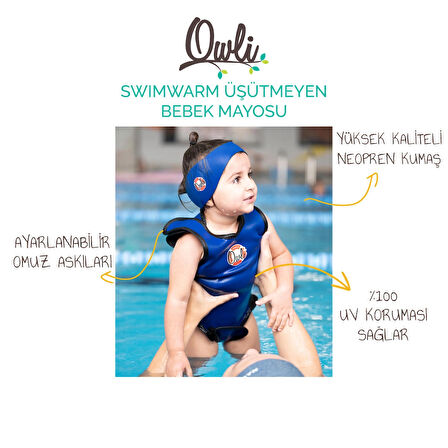 Owli Swimwarm Üşütmeyen Bebek Mayosu Mavi 6-12 Ay
