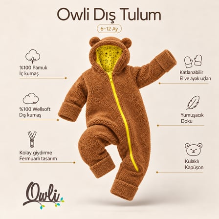 Owli Dış Tulum Kahverengi