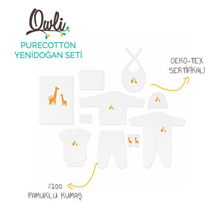 Owli PureCotton Yenidoğan Seti - 10 Parça Lil Giraffe