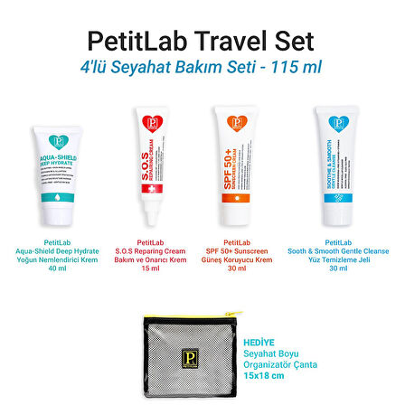 PetitLab Travel Set 4'lü Seyahat Bakım Seti *Organizatör Çanta Hediyeli 