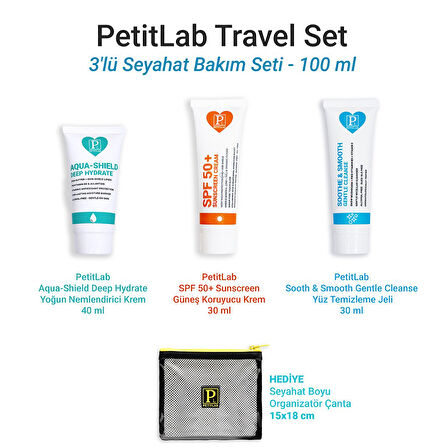 PetitLab Travel Set 3'lü Seyahat Bakım Seti *Organizatör Çanta Hediyeli 