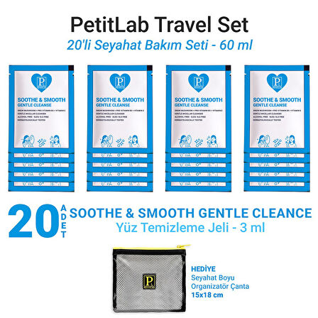 PetitLab Travel Set 20'li Şase Yüz Temizleme Jeli *Organizatör Çanta Hediyeli 