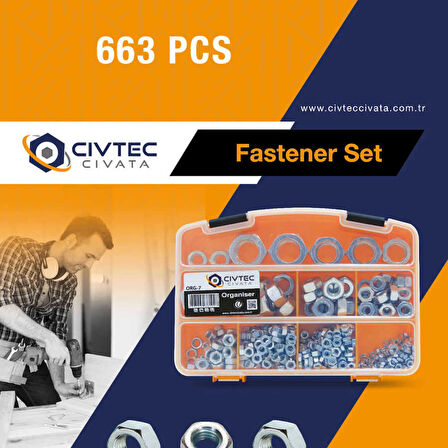 Civtec 663 Parça 12 Çeşit Din 934 Somun Seti - Takım Çantası TK-11
