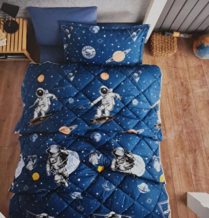 Clasy Tek Kişilik Yorgan Ve Glaxy Lacivert