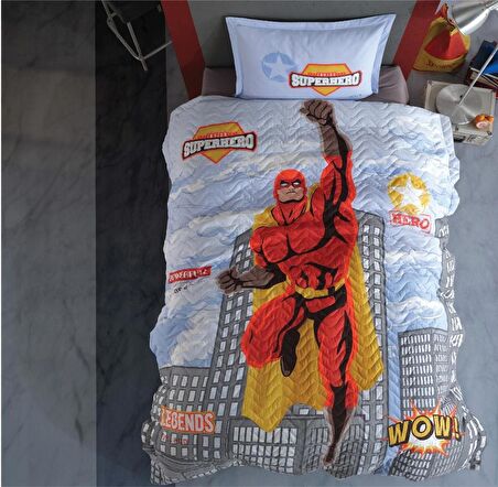 Clasy Tek Kişilik Dört Mevsim Set Superhero Gri