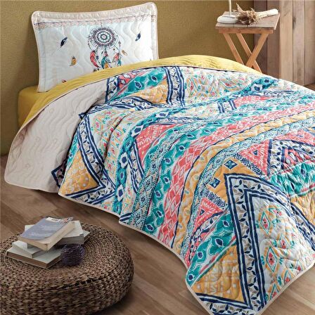 Clasy Ranforce Yatak Örtüsü Tek Kişilik Boho V1 Bej
