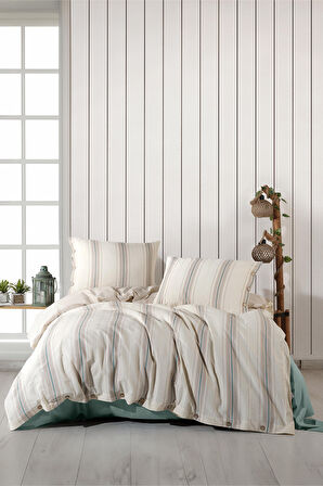 Clasy İmre Yeşil %100 Pamuk Tek Kişilik İpliği Boyalı Nevresim Takımı