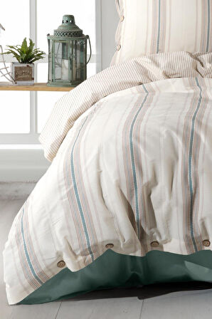 Clasy İmre Yeşil %100 Pamuk Tek Kişilik İpliği Boyalı Nevresim Takımı