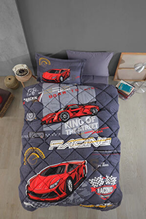 Clasy Ranforce %100 Pamuk Tek Kişilik Uyku Seti (Lastikli Çarşaflı) Racing Team