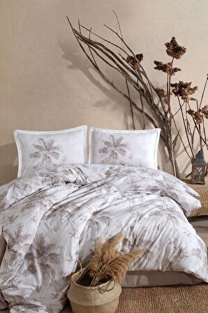 Clasy Loretto Bej %100 Pamuk Çift Kişilik Ranforce Nevresim Takımı