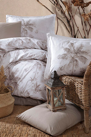 Clasy Loretto Bej %100 Pamuk Çift Kişilik Ranforce Nevresim Takımı