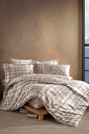 Clasy Ravel Bej %100 Pamuk Çift Kişilik Ranforce Nevresim Takımı