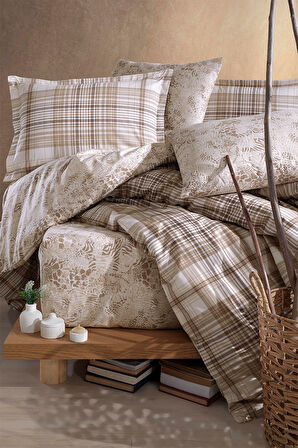 Clasy Ravel Bej %100 Pamuk Çift Kişilik Ranforce Nevresim Takımı