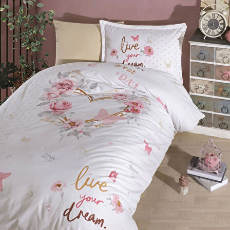 Clasy Ranforce %100 Pamuk Tek Kişilik Nevresim Dream V1 Bej