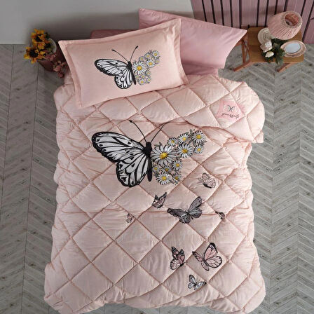 Clasy Ranforce %100 Pamuk Tek Kişilik Yorgan Seti Daisy Love V2 Somon