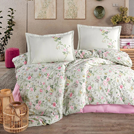 Clasy Ranforce %100 Pamuk Tek Kişilik Nevresim Elara V1 Adaçayı