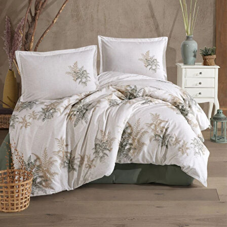 Clasy Ranforce %100 Pamuk Tek Kişilik Nevresim Virele V1 Yeşil