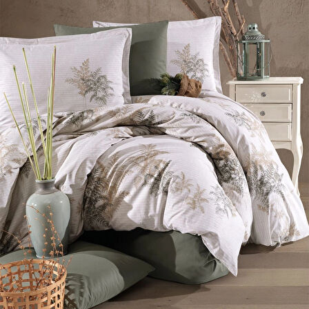 Clasy Ranforce %100 Pamuk Tek Kişilik Nevresim Virele V1 Yeşil