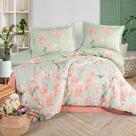 Clasy Ranforce %100 Pamuk Çift Kişilik Nevresim Takımı Nivora V1 Pudra