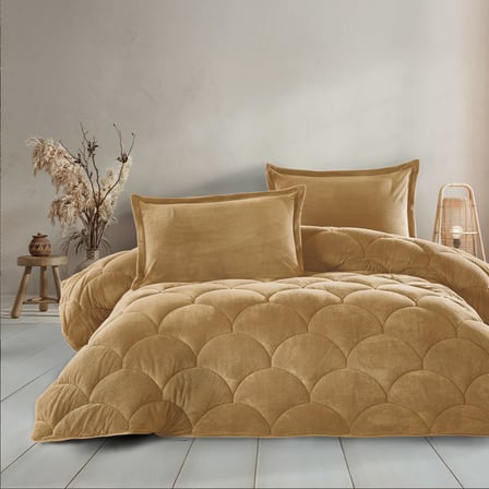 Clasy Wellsoft Çift Kişilik Yorgan Çift Taraflı Fluffy V22 Hardal