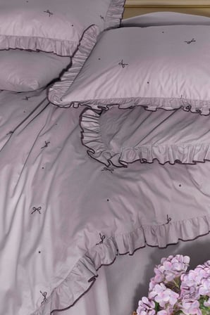 Clasy Ranforce %100 Pamuk Nakış ve Fırfır Detaylı Çift Kişilik Nevresim Takımı
