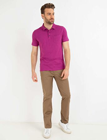 Fuşya Regular Fit Basic Polo Yaka T-shirt
