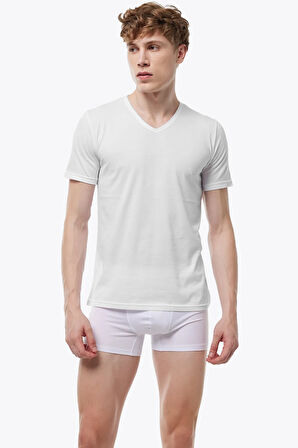 Erkek Siyah Füme 2 li V Yaka Modal İnce Yaz Serinliği Tişört 2M085