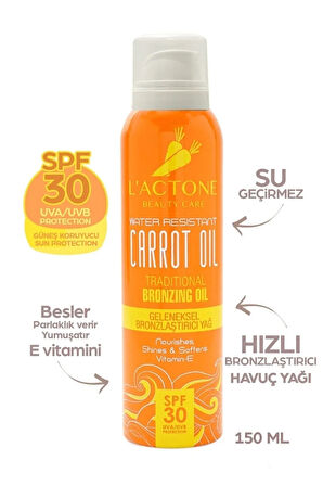 Geleneksel Bronzlaştırıcı Havuç Yağı 30 Spf 150 ml
