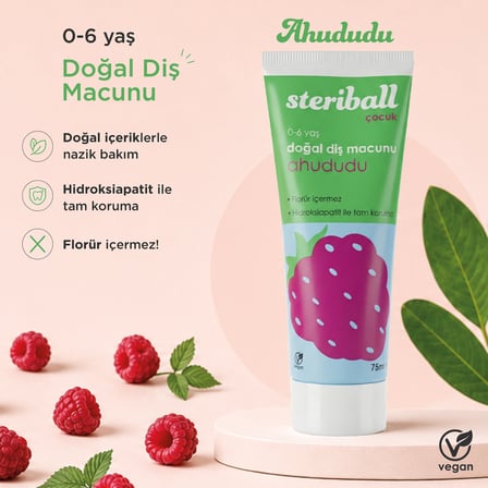 Steriball Doğal Diş Macunu 0-6 Yaş - Ahududu