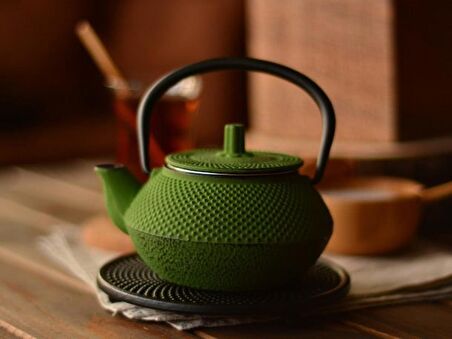 Taşev T0083 Linden Sümbül Döküm Demlik 300 ml Yeşil çaydanlık