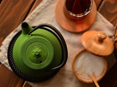 Taşev T0083 Linden Sümbül Döküm Demlik 300 ml Yeşil çaydanlık