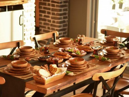 Bambum Nobel 96 Parça 12 Kişilik Yuvarlak Bambu Yemek Takımı 