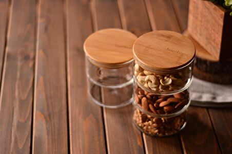 Bambum Tade 2 Katlı Cam Saklama Kabı