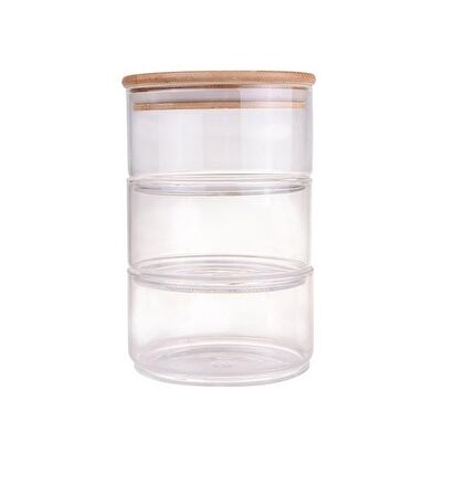 Bambum Tade 3 Katlı Cam Saklama Kabı B0797