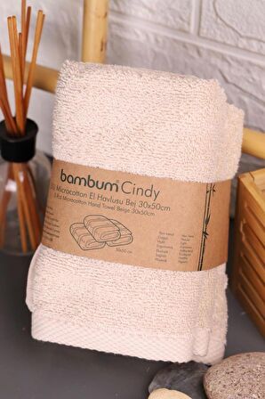 Bambum Cindy - 3'lü Microcotton El Havlusu Bej 30x50cm