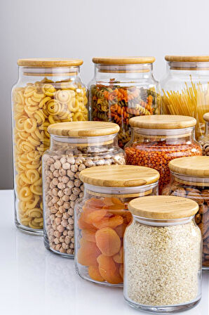 Zone - 12'li Cam Saklama Kabı Vakumlu Bambu Kapaklı