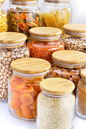 Zone - 12'li Cam Saklama Kabı Vakumlu Bambu Kapaklı