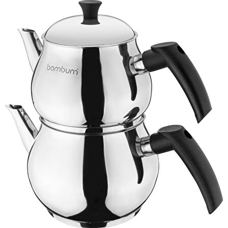 Bambum Solid - Çelik Kulplu Çelik Çaydanlık Takımı