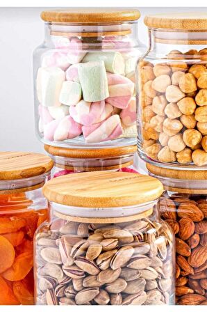 Bambum Zone 6'lı Cam Saklama Kabı Vakumlu 250ml. Bambu Kapaklı