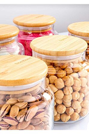 Bambum Zone 6'lı Cam Saklama Kabı Vakumlu 250ml. Bambu Kapaklı