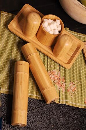 Atbyhome Standlı Tuzluk Biberlik Öğütücü Değirmen Seti Büyük 6 Parça