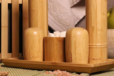 Atbyhome Standlı Tuzluk Biberlik Öğütücü Değirmen Seti Büyük 6 Parça