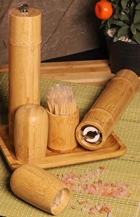 Madras Standlı Tuzluk Biberlik Öğütücü Değirmen Seti Büyük 6 Parça